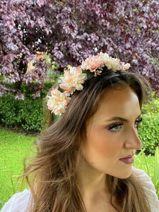 Peach Cherry Blossom Handmade Flower Crown - image 1