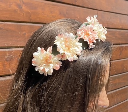 Peach Cherry Blossom Handmade Flower Crown - image 3