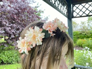 Peach Cherry Blossom Handmade Flower Crown - image 2