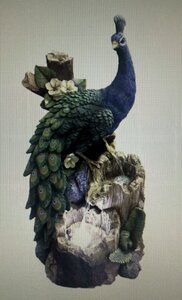 PEACOCK ON TREE TRUNK