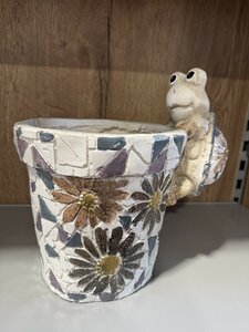 Planter, cylindrical, "Mosaik", Turtle motif