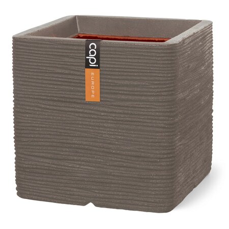 Planter square Rib NL 40x40x40 warm taupe