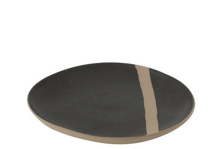 PLATE  CERAM BLACK/TAUPE L (27.7x27.7x3.2cm) - image 1
