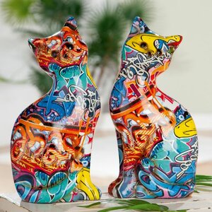 Polyethy Cat sitting Pop Art Graffiti