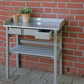 Potting table with drawers grey