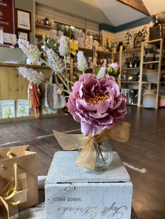 Purple Peony Artificial Flower Vase in Gift Bag - image 3