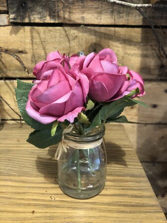 Rose pink in glass jar