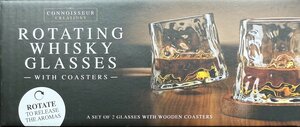 Rotating Whisky Glasses with Coaster Set of 2