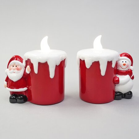 Santa/ snowman led candle 8x7x10.6cm