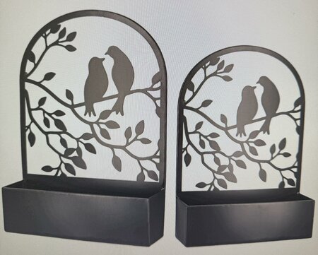 Set of 2, Planter, "Vogelpaar", Bird motif