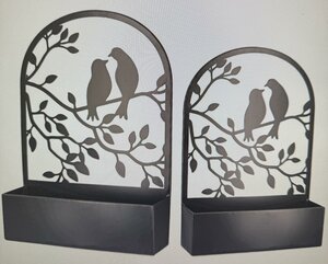 Set of 2, Planter, "Vogelpaar", Bird motif
