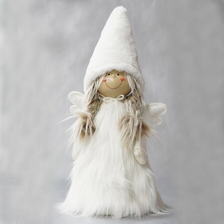 Soft Angel with furry hat and pigtails 20cm