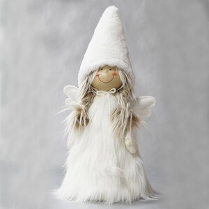 Soft Angel with furry hat and pigtails 20cm