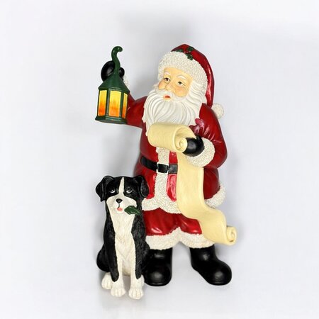 Standing Santa with sheep dog 16.5x15.3x29cm