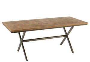 TABLE YONI MET/MANG WOO NAT/GRE (180x90x76cm)
