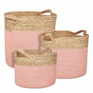 Torba basket round pink - h32xd33cm