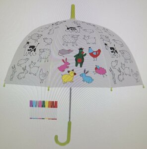 Colour-in umbrella farm animals