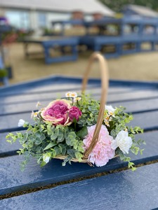 Vibrant Pink Rose and Eucalyptus Basket - image 2