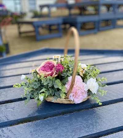 Vibrant Pink Rose and Eucalyptus Basket - image 2