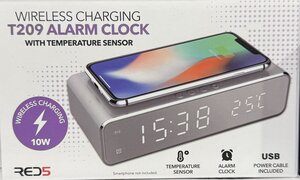 Wireless Charging Alarm Clock Silver