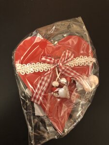 Wooden Heart Red Bell