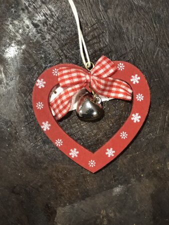 Wooden Heart Red Hanging