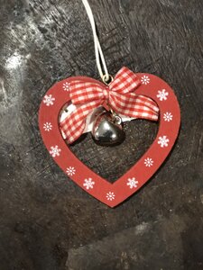 Wooden Heart Red Hanging