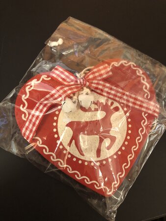 Wooden Heart Red Hanging Reindeer