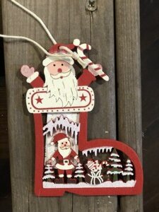 Wooden Santa Boot Hanging