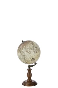 WORLD GLOBE ON FT WD BEI/BR (20x20x40cm)