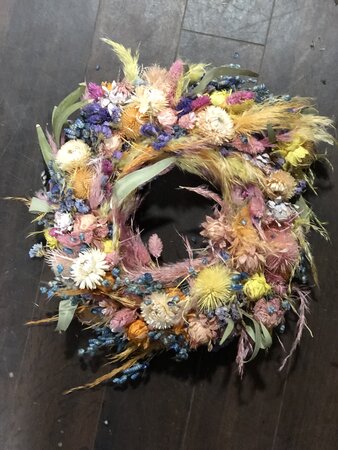 Wreath Feurie Yellow Orange Blue 30cm