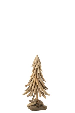 XMAS T ON BASE WOOD PIECES NAT (23x23x50cm)